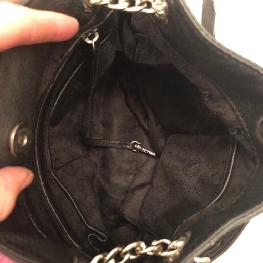 Michael kors black leather jet set chain bag purse